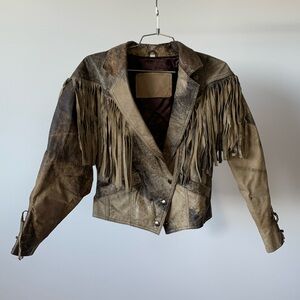 Vintage leather fringe jacket
